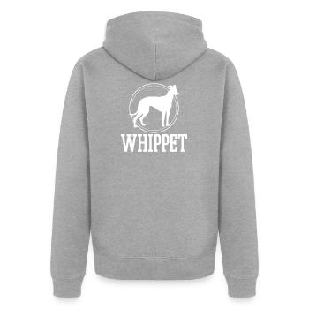 Whippet Hund Tier - Unisex Premium Bio Zip Hoodie - Grau meliert - Hinten - Nico (187cm)