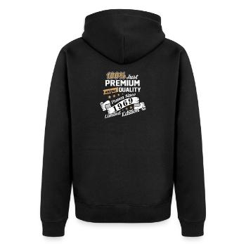 50th birthday Unique Since 1969 Fifty - Unisex Premium Organic Zip Hoodie - black - Back - Nico (187cm)