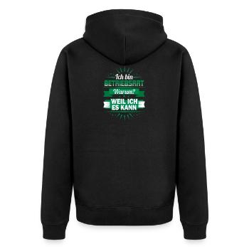 Ich bin Betriebsrat - Warum? Weil ich es kann! - Unisex Premium Bio Zip Hoodie - Schwarz - Hinten - Nico (187cm)
