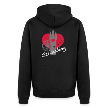 i love straubing - Unisex Premium Bio Zip Hoodie - Schwarz - Hinten - Nico (187cm)
