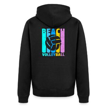 Beach Volleyball Vintage - Unisex Premium Bio Zip Hoodie - Schwarz - Hinten - Nico (187cm)