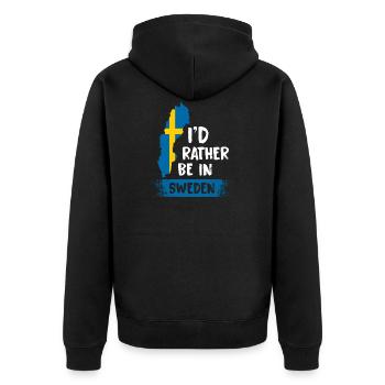 Schweden - Unisex Premium Bio Zip Hoodie - Schwarz - Hinten - Nico (187cm)