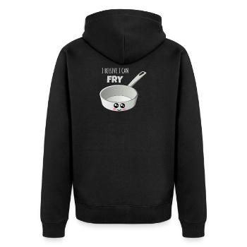 I Believe I Can Fry Cute Skillet Pun - Unisex Premium Organic Zip Hoodie - black - Back - Nico (187cm)