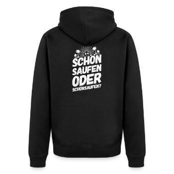 Mallorca Trinkteam Trinkspruch Schön Saufen - Unisex Premium Bio Zip Hoodie - Schwarz - Hinten - Nico (187cm)