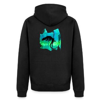 Lizard Eidechse T Shirt - Unisex Premium Bio Zip Hoodie - Schwarz - Hinten - Nico (187cm)