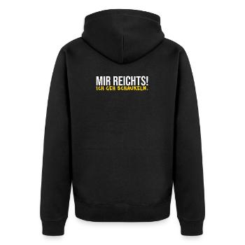Mir reichts! Ich geh schaukeln. - Unisex Premium Bio Zip Hoodie - Schwarz - Hinten - Nico (187cm)