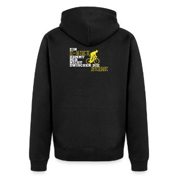 E-Bike lustige Sprüche für Radfahrer - Unisex Premium Bio Zip Hoodie - Schwarz - Hinten - Nico (187cm)