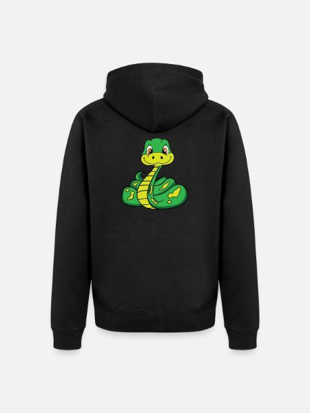 Baby Snake Cartoon verde carino - Felpa con cappuccio ecologica premium unisex - nero