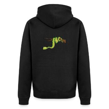 Snake Cartoon Green Funny - Unisex Premium Organic Zip Hoodie - black - Back - Nico (187cm)