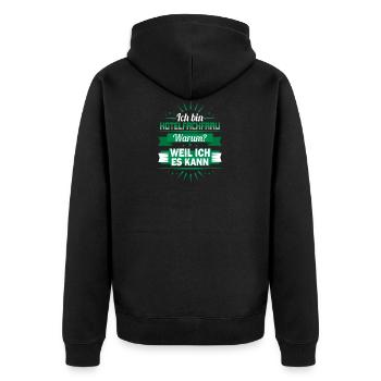 Ich bin Hotelfachfrau. Warum? Weil ich es kann - Unisex Premium Bio Zip Hoodie - Schwarz - Hinten - Nico (187cm)