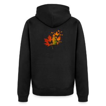 Feuilles forêt automne feuillage cadeau papillon - Veste à capuche bio Premium Unisexe - noir - Dos - Nico (187cm)