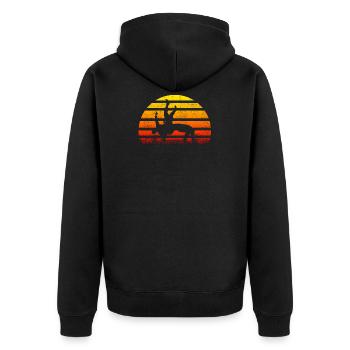 Vintage Judo - Unisex Premium Bio Zip Hoodie - Schwarz - Hinten - Nico (187cm)