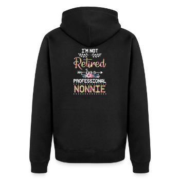 I m Not Retired I m A Professional Nonnie Mothers - Unisex Premium Bio Zip Hoodie - Schwarz - Hinten - Nico (187cm)