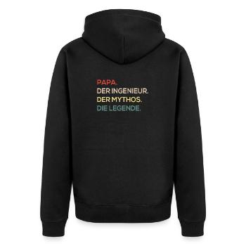 Vaterschaft Ingenieur Papa Mythos Legende Papaw - Unisex Premium Bio Zip Hoodie - Schwarz - Hinten - Nico (187cm)