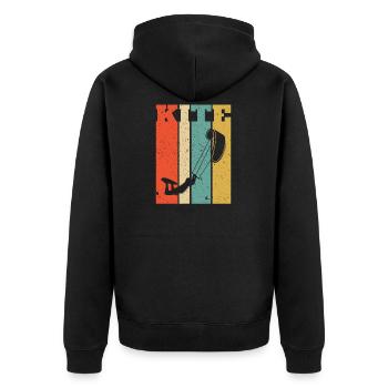 Retro Kitesurf Kitesurfing Kitesurfer - Unisex Premium Organic Zip Hoodie - black - Back - Nico (187cm)