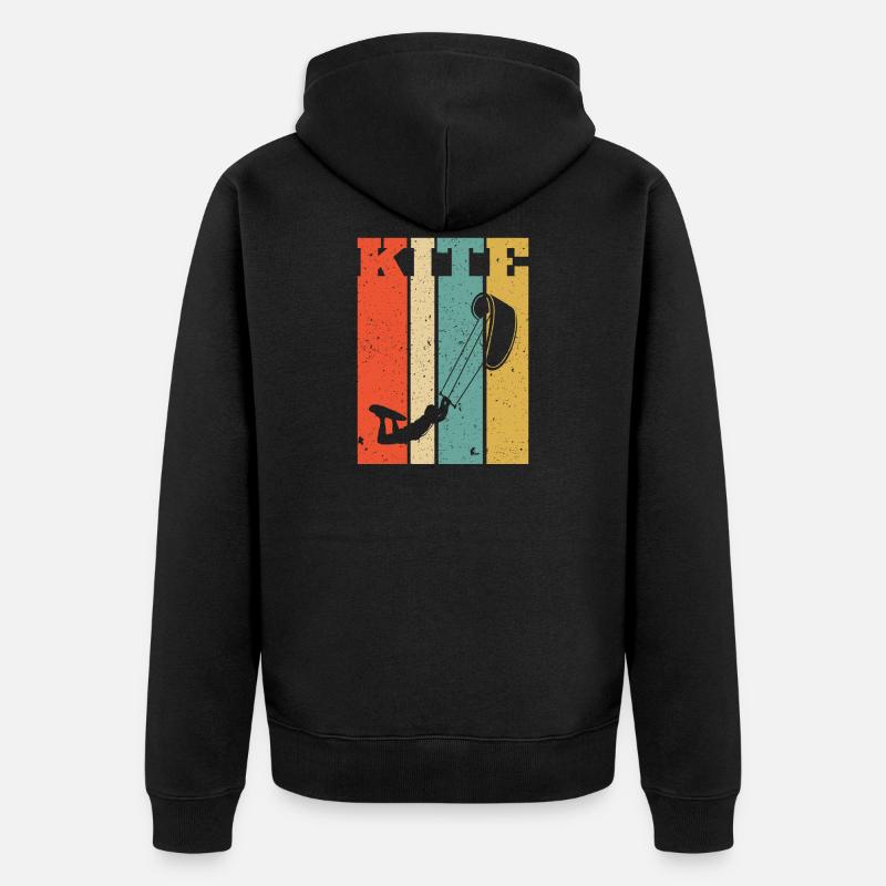 Retro Kitesurf Kitesurfing Kitesurfer - Unisex Premium Bio Zip Hoodie - Schwarz