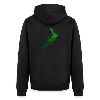 Neuseeland - Unisex Premium Bio Zip Hoodie - Schwarz - Hinten - Nico (187cm)