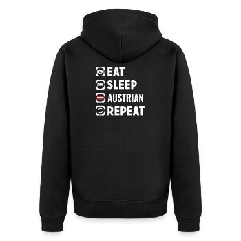 Austria - Unisex Premium Organic Zip Hoodie - black - Back - Nico (187cm)
