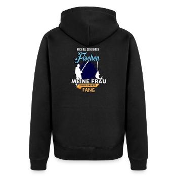Fishing Angling Fish Fisher Fisherman Angler Gift - Unisex Premium Organic Zip Hoodie - black - Back - Nico (187cm)
