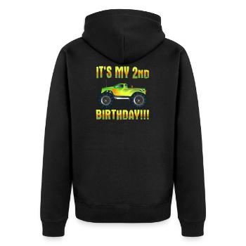 2ème anniversaire - Veste à capuche bio Premium Unisexe - noir - Dos - Nico (187cm)