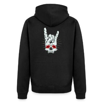 Rocking Skull Hand - Unisex Premium Bio Zip Hoodie - Schwarz - Hinten - Nico (187cm)