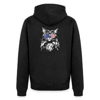 Drapeau de l'Amérique MAINE COON Chat de race pure de Wilsign - Veste à capuche bio Premium Unisexe - noir - Dos - Nico (187cm)