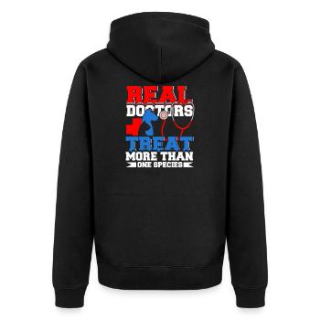 Real Doctors Veterinarian Vet Surgeon Profession - Unisex Premium Organic Zip Hoodie - black - Back - Nico (187cm)