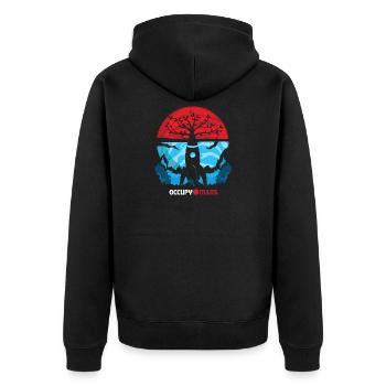 Occupy Mars Rekete Pflanze Kultivierung Planet - Unisex Premium Bio Zip Hoodie - Schwarz - Hinten - Nico (187cm)