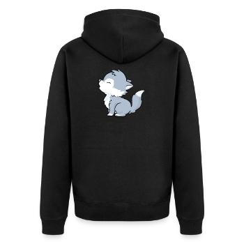 Little Wolf - Unisex Premium Organic Zip Hoodie - black - Back - Nico (187cm)