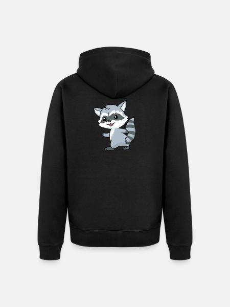 Little raccoon - Unisex Premium Organic Zip Hoodie - black