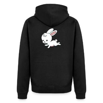 Kleines Häschen - Unisex Premium Bio Zip Hoodie - Schwarz - Hinten - Nico (187cm)