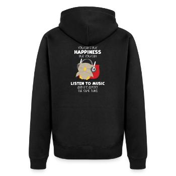 Eule - Eulen - Glück - Musik - Spruch - Unisex Premium Bio Zip Hoodie - Schwarz - Hinten - Nico (187cm)