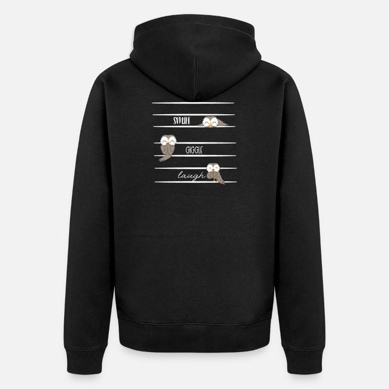 Eule - Eulen - Lachen - Spruch - Unisex Premium Bio Zip Hoodie - Schwarz