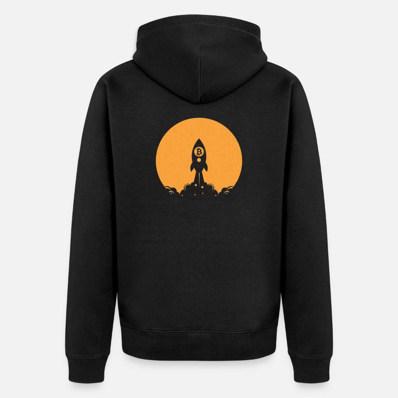 Bitcoin Kryptowährung Krypto Rakete - Unisex Premium Bio Zip Hoodie - Schwarz