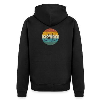 Fahrrad Vintage Logo Rund - Unisex Premium Bio Zip Hoodie - Schwarz - Hinten - Nico (187cm)