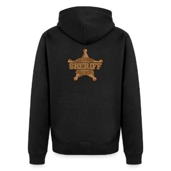Sheriff Stern - Unisex Premium Organic Zip Hoodie - black - Back - Nico (187cm)