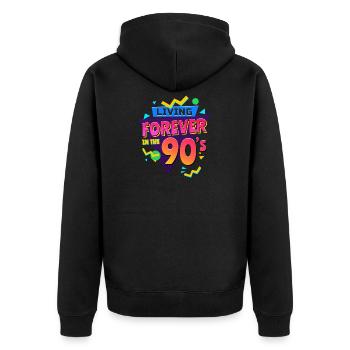 COLORFUL 90'S OUTFIT RETRO OLDSCHOOL GIFT - Unisex Premium Organic Zip Hoodie - black - Back - Nico (187cm)
