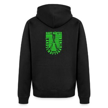 Landschaftsgärtner Gärtner Hart Härter Geschenk - Unisex Premium Bio Zip Hoodie - Schwarz - Hinten - Nico (187cm)