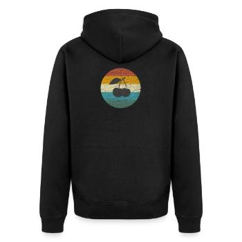 Retro vintage sunset cherries - Unisex Premium Organic Zip Hoodie - black - Back - Nico (187cm)