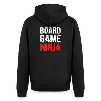 Board Game Ninja Boardgamer - Unisex Premium Organic Zip Hoodie - black - Back - Nico (187cm)
