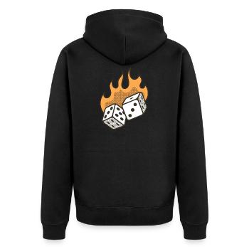 Dice and Flemings - Unisex Premium Organic Zip Hoodie - black - Back - Nico (187cm)