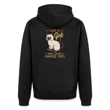 Cadeau d'amour fille chat femme chat siamois - Veste à capuche bio Premium Unisexe - noir - Dos - Nico (187cm)