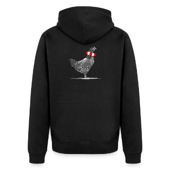 Lustiges Huhn Hühner mit Schwimmring Urlaub - Unisex Premium Bio Zip Hoodie - Schwarz - Hinten - Nico (187cm)
