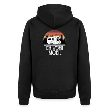 Wohnmobil Camping Wohnwagen - Unisex Premium Bio Zip Hoodie - Schwarz - Hinten - Nico (187cm)