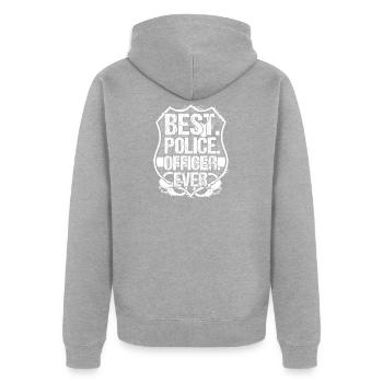 POLICE Officer Law Enforcement Cop - Unisex Premium Bio Zip Hoodie - Grau meliert - Hinten - Nico (187cm)