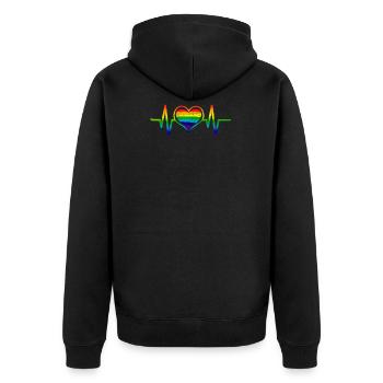 ECG Battements cardiaques LGBT Fréquence - Veste à capuche bio Premium Unisexe - noir - Dos - Nico (187cm)