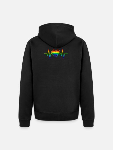 ECG Heartbeat LGBT Frequency - Unisex Premium Organic Zip Hoodie - black