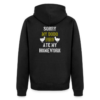 Dodo Vogel - Unisex Premium Bio Zip Hoodie - Schwarz - Hinten - Nico (187cm)