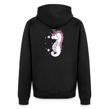 UNICORN IS REAL - Unisex Premium Bio Zip Hoodie - Schwarz - Hinten - Nico (187cm)