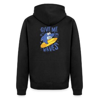 HEY GIVE ME SOME COOL WAVES - Unisex Premium Bio Zip Hoodie - Schwarz - Hinten - Nico (187cm)
